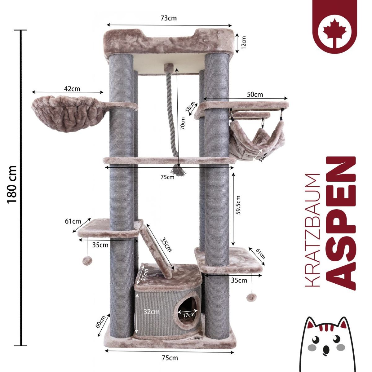 kassi kraapimispuu Canadian Cat Aspen